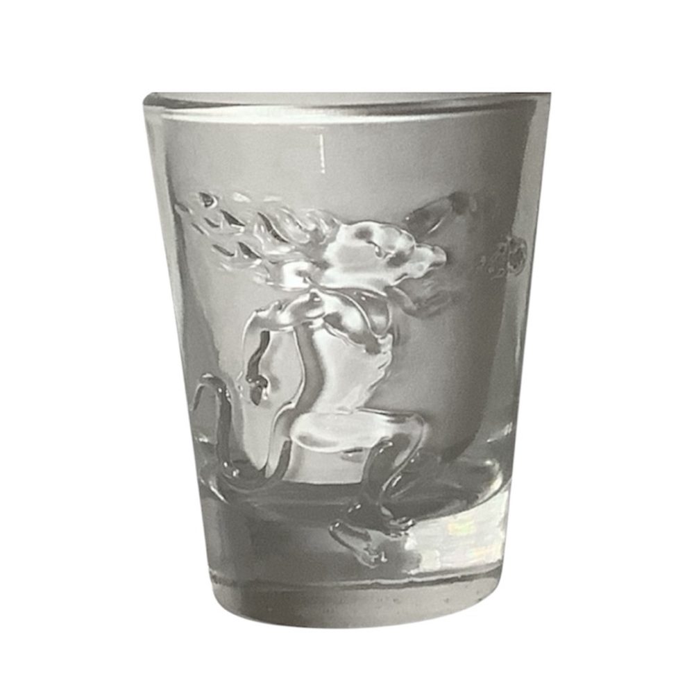 Fireball Cinnamon Whiskey Shot Glass Fire Breathing Dragon Clear Glass Letter F